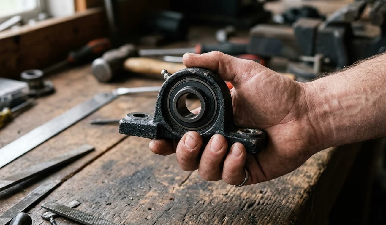 An undocumented cast iron pillow-block bearing housing with no drawing
