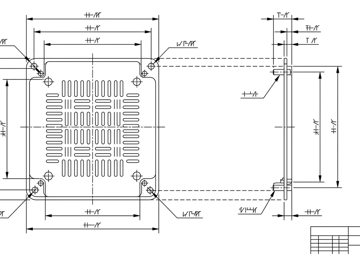 Dimensioned technical drawing generated by TechDraw AI