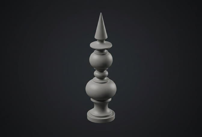 A turned finial modelled in Blender