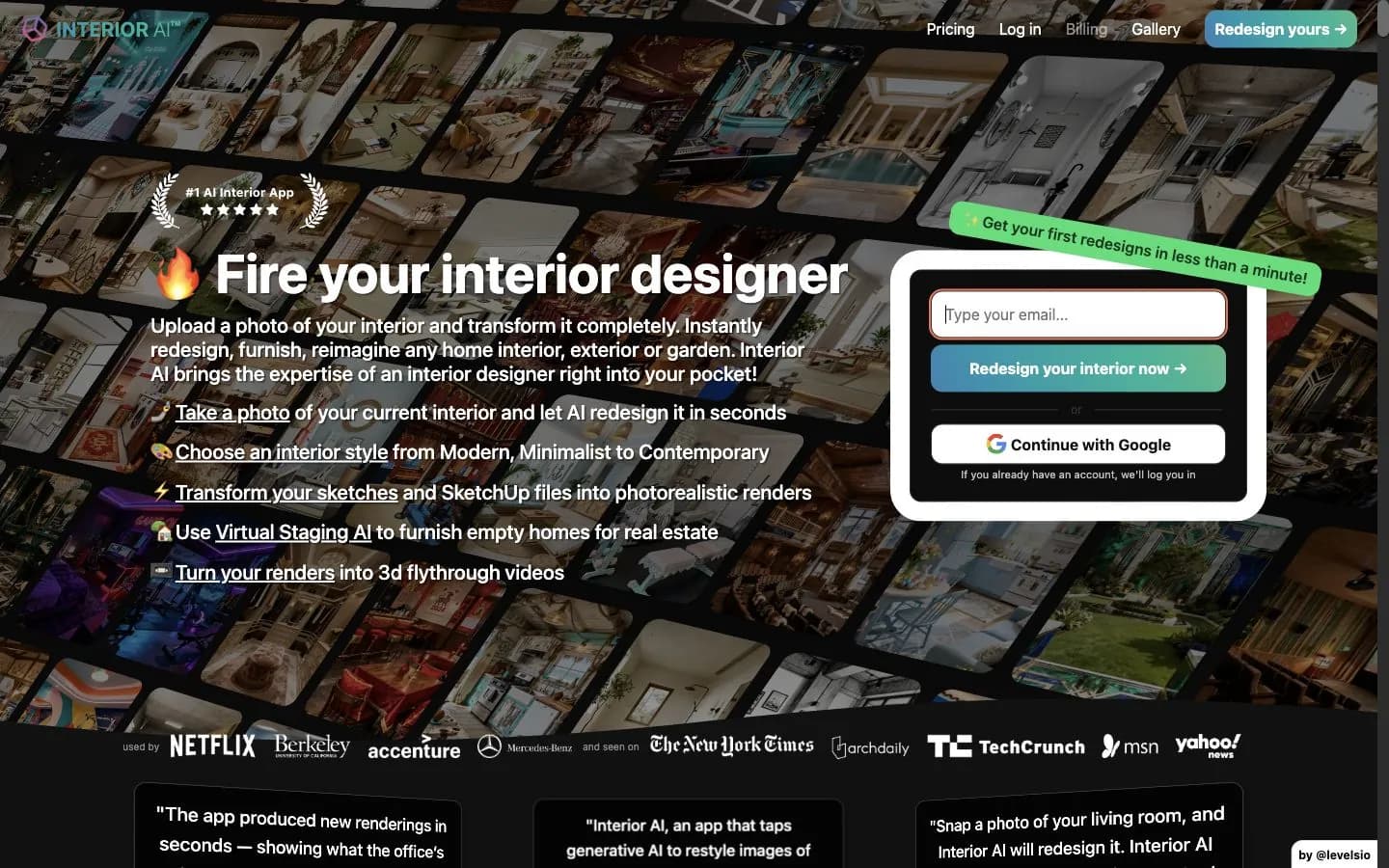 Interior AI homepage, captured 8 October 2026