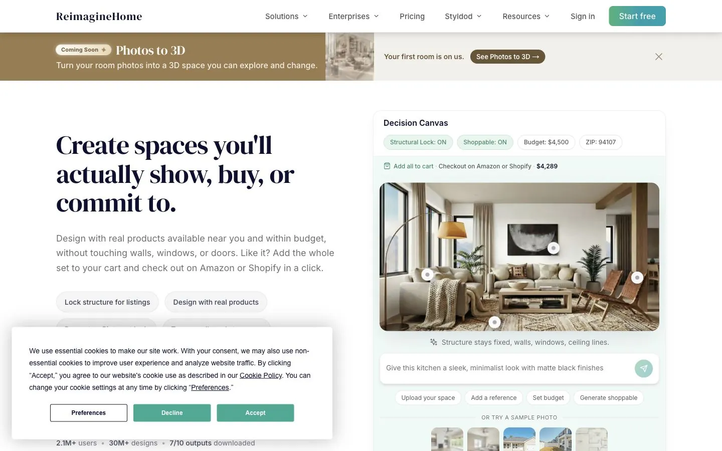 REimagine Home homepage, captured 8 October 2026