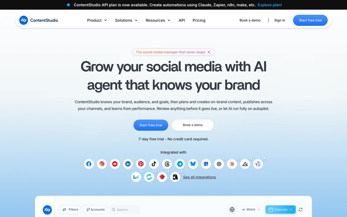 ContentStudio homepage, captured 8 October 2026