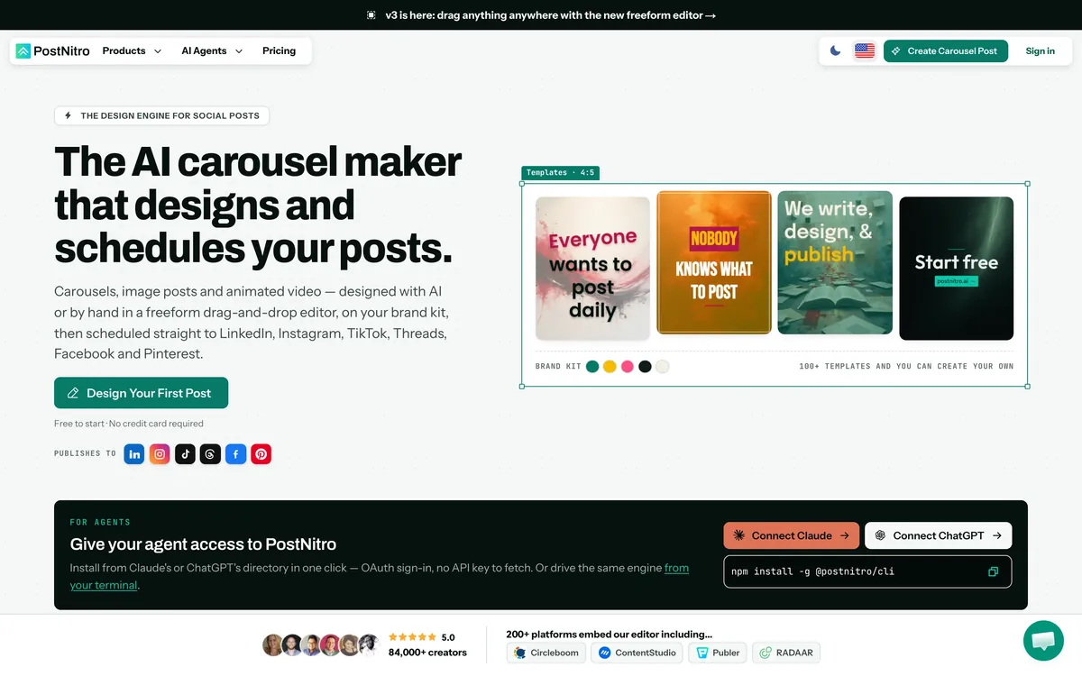 PostNitro homepage, captured 8 October 2026