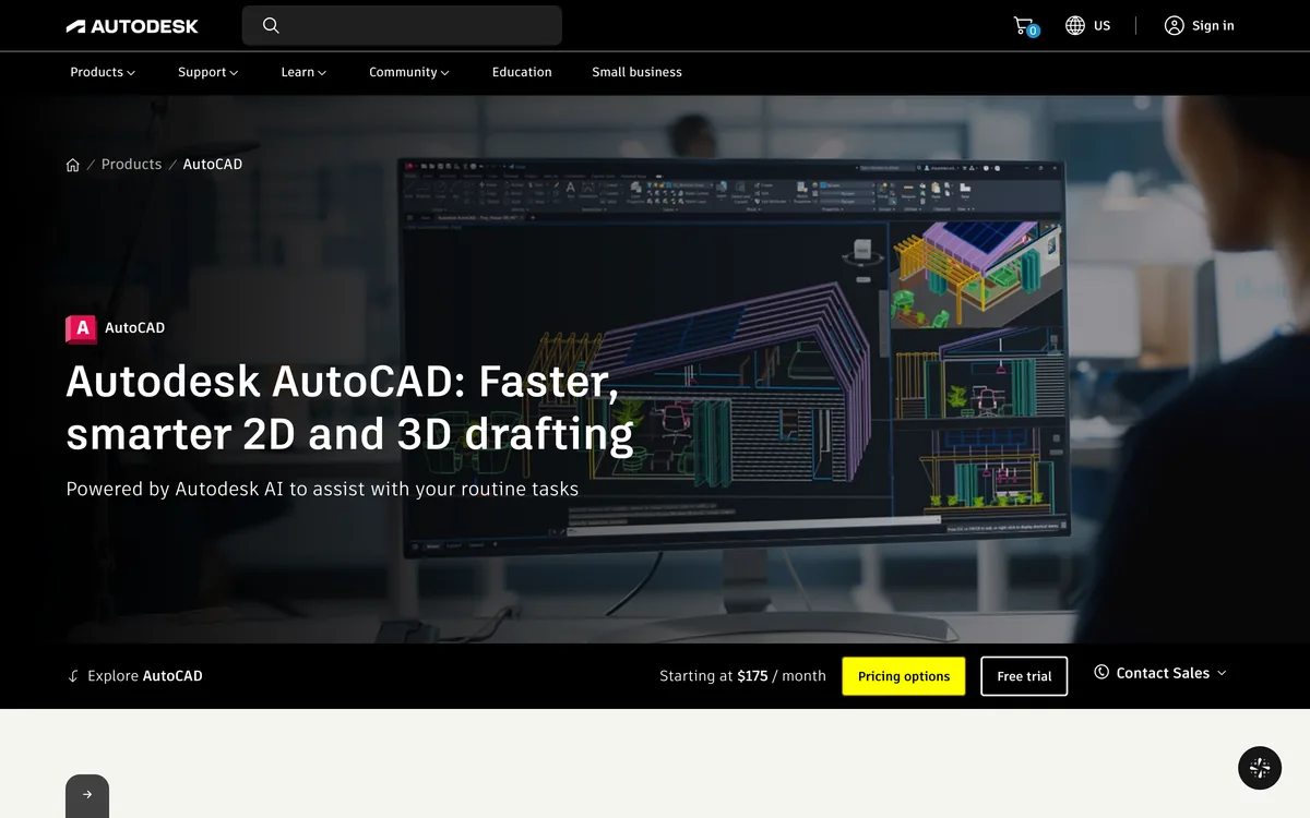 Autodesk AutoCAD overview page, captured 25 October 2026