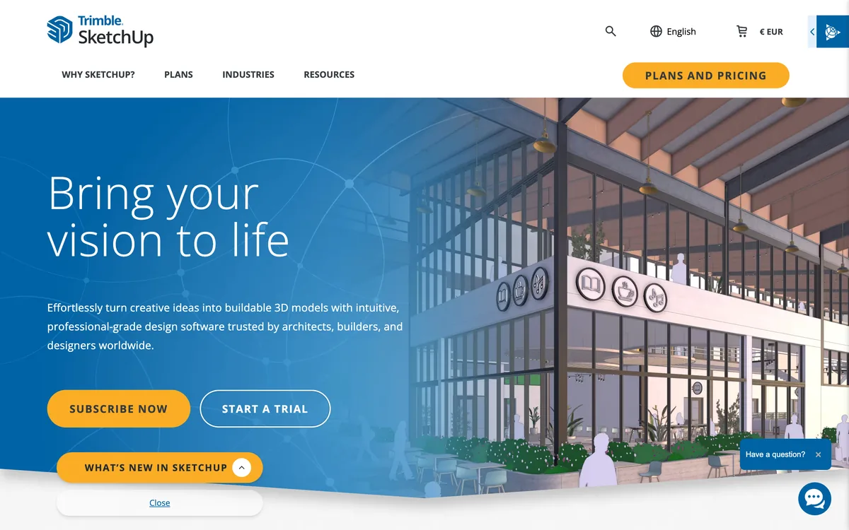 Trimble SketchUp homepage, captured 25 October 2026