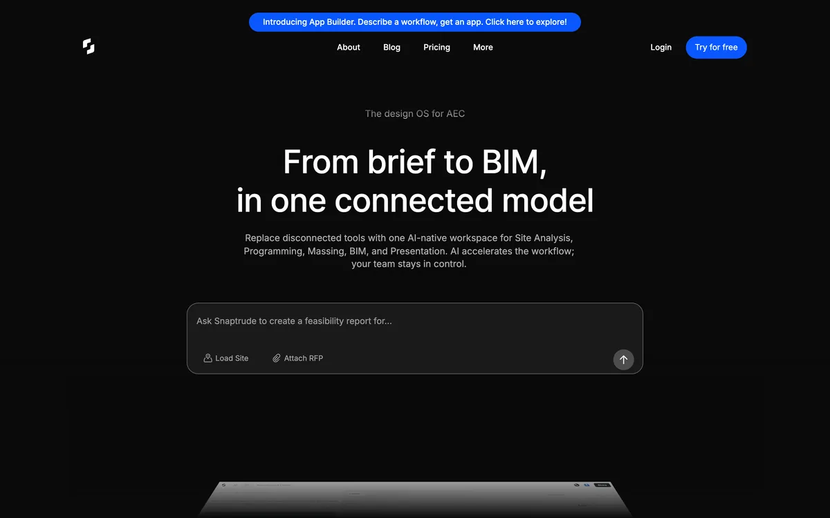 Snaptrude homepage, captured 25 October 2026