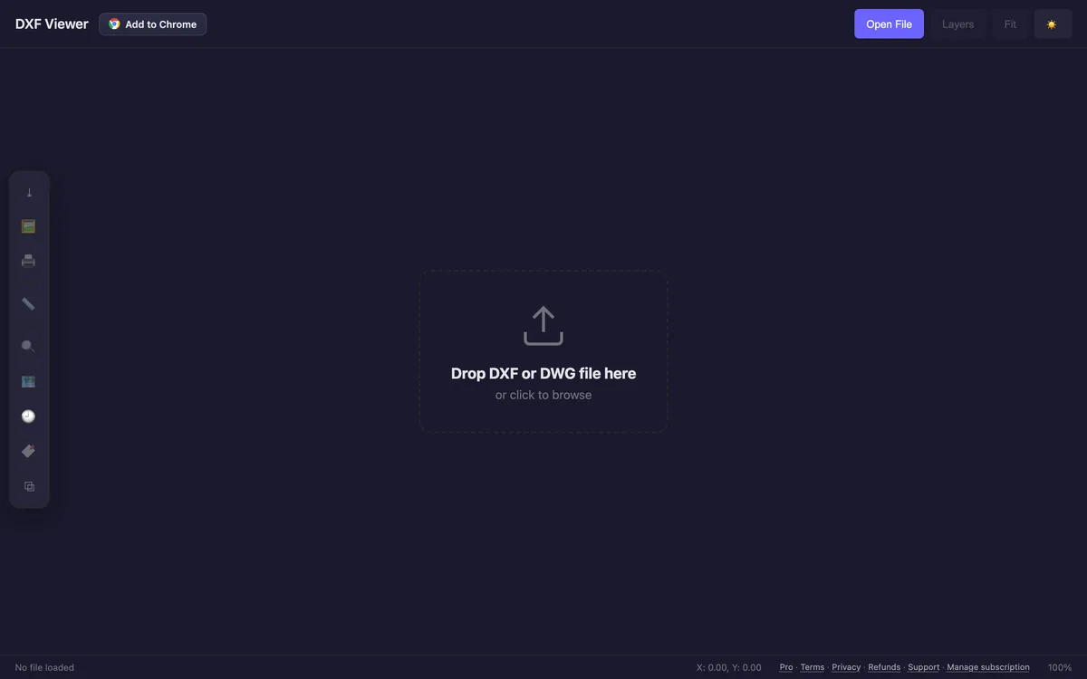 The dxfviewer.app website, captured 16 October 2026