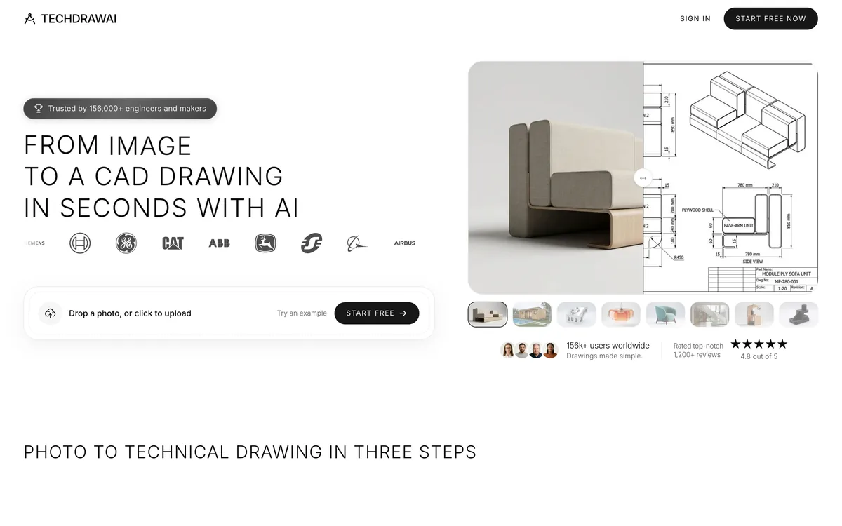 The techdrawai.com homepage, captured 16 October 2026