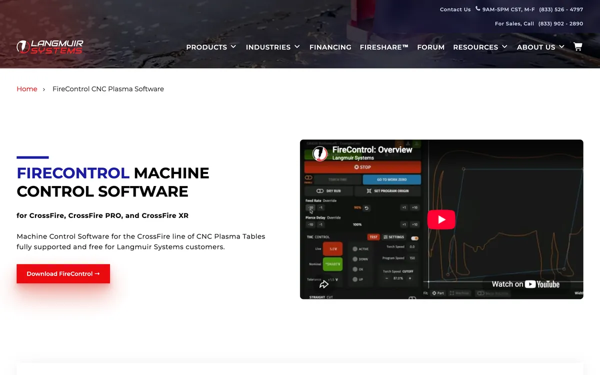Langmuir Systems' FireControl page: machine control software for CrossFire, CrossFire PRO and CrossFire XR, free for Langmuir customers