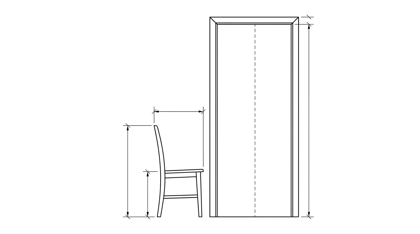 A chair's height and seat height measured against the known standard height of a nearby doorway