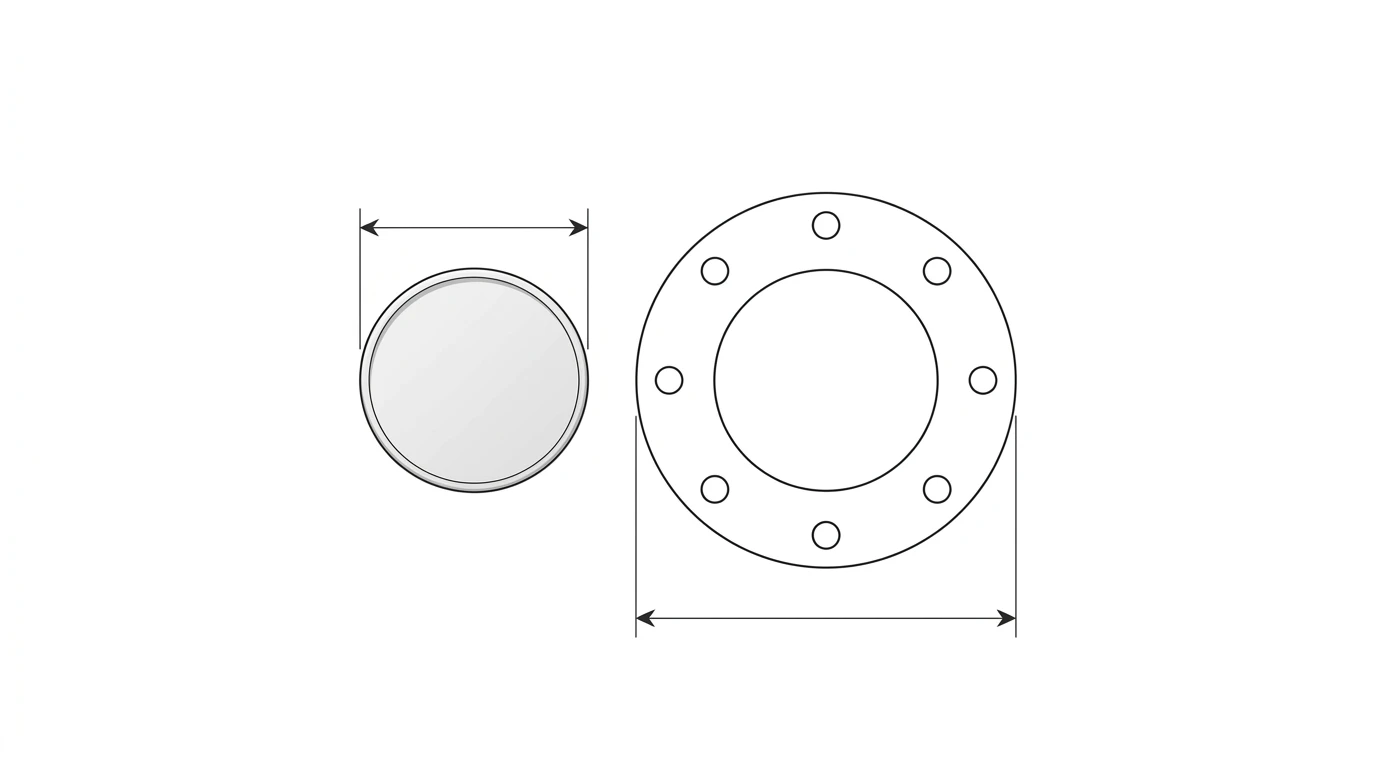 An old circular gasket photographed flat from directly above with a coin placed next to it as a scale reference, illustrating how a known diameter sets the pixels-per-millimetre for the whole image