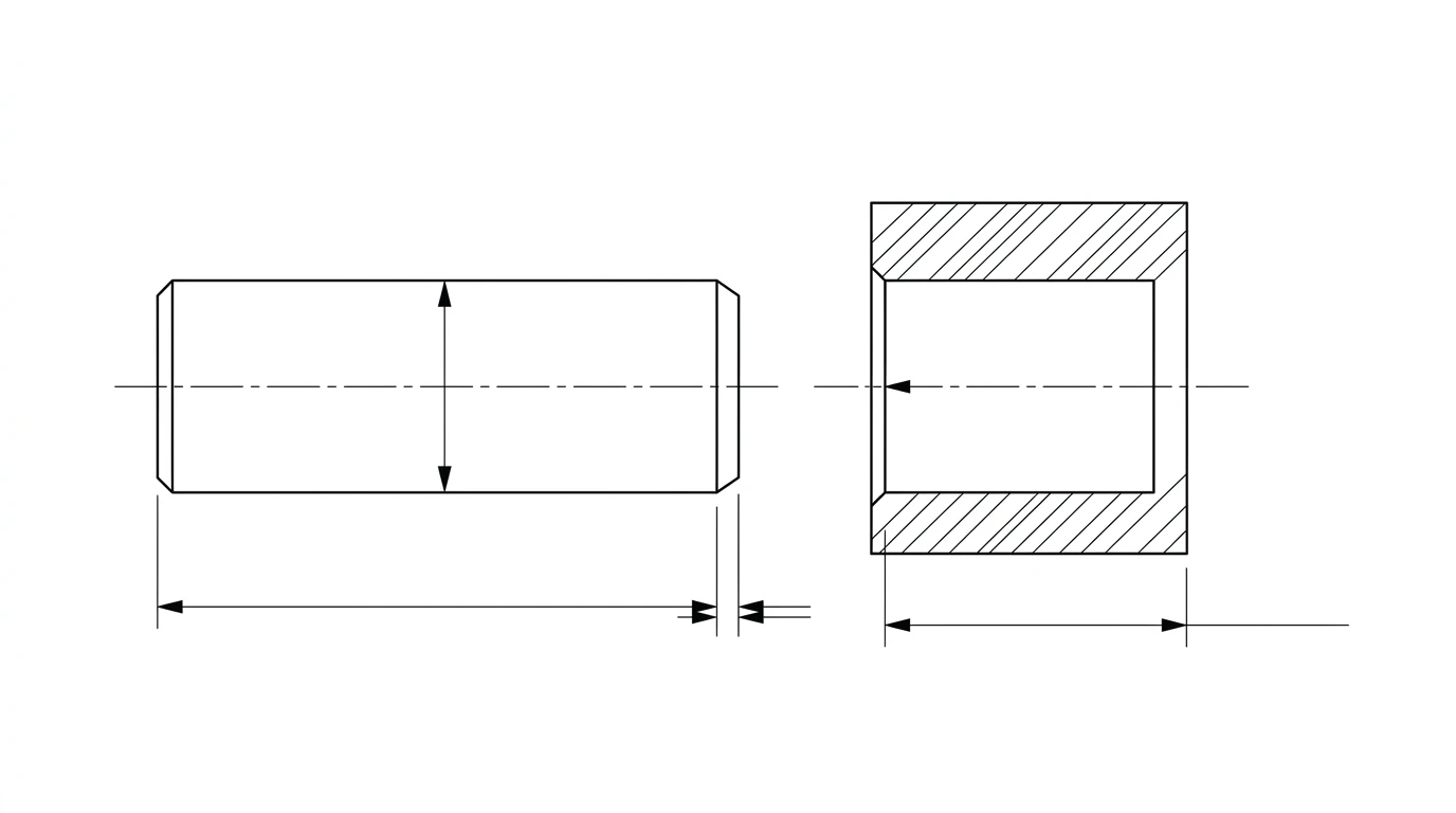 Technical line drawing of a precision shaft and a bored block it mates into, each with a diameter dimension and a narrow tolerance band