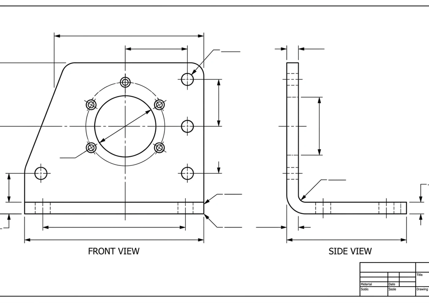 Dimensioned technical drawing generated by TechDraw AI