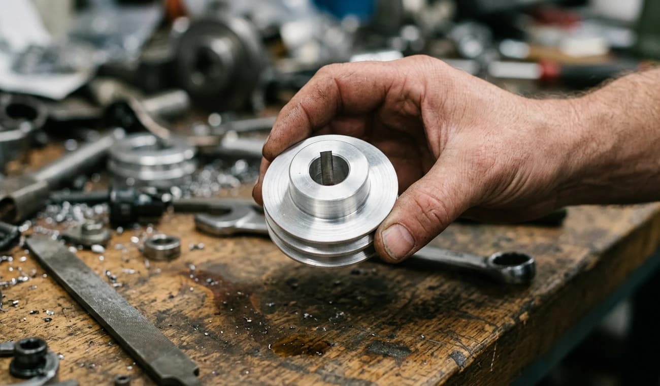 An undocumented machined stepped pulley with no drawing