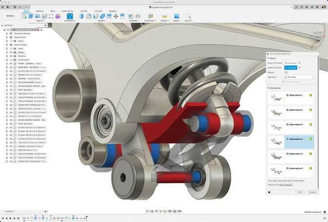 A suspension rocker assembly modelled in Autodesk Fusion 360