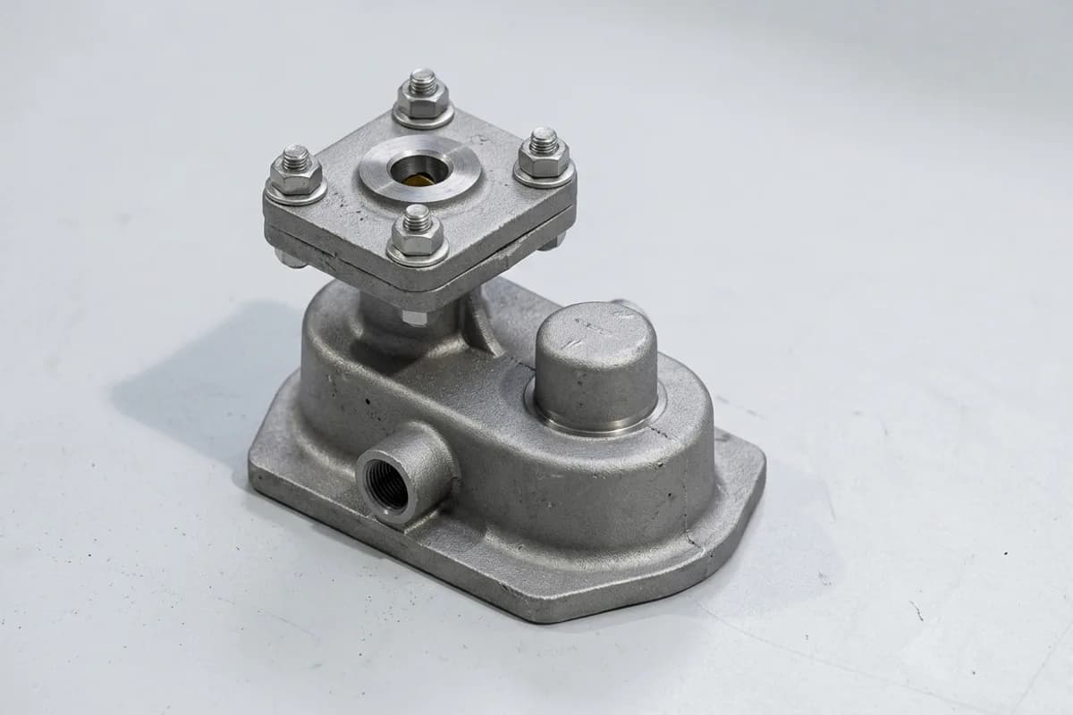 The original photo of a cast valve body