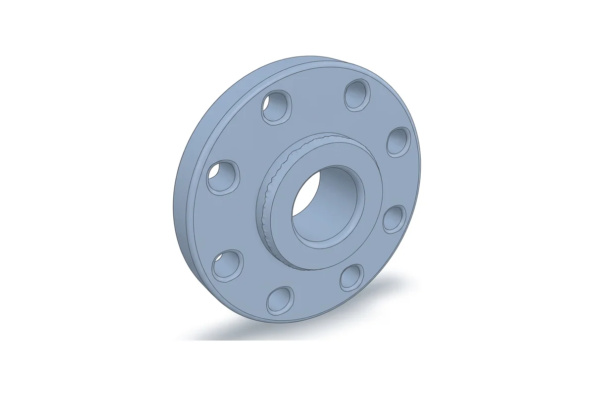 The 3D model of a cast steel pipe flange made by TechDraw AI