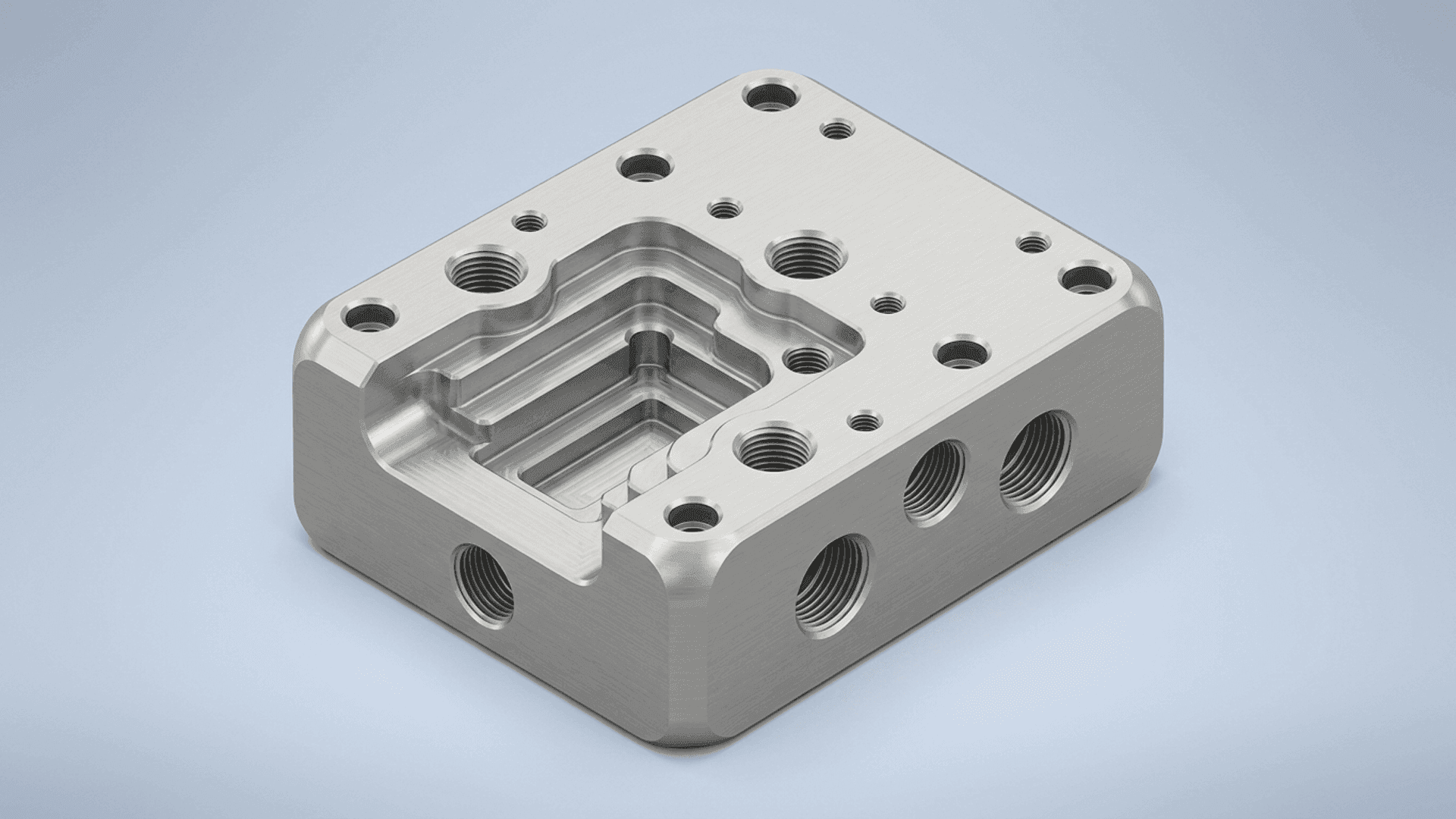 A valve manifold built from an imported profile in Inventor