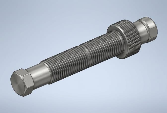 A threaded adjustment spindle modelled in Inventor