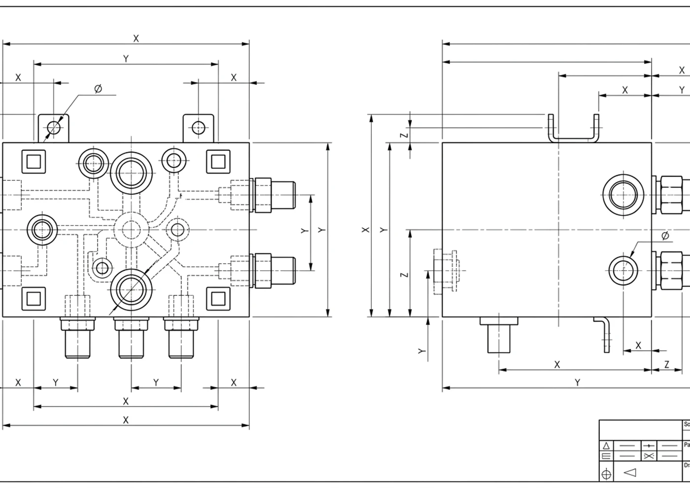 Dimensioned technical drawing generated by TechDraw AI