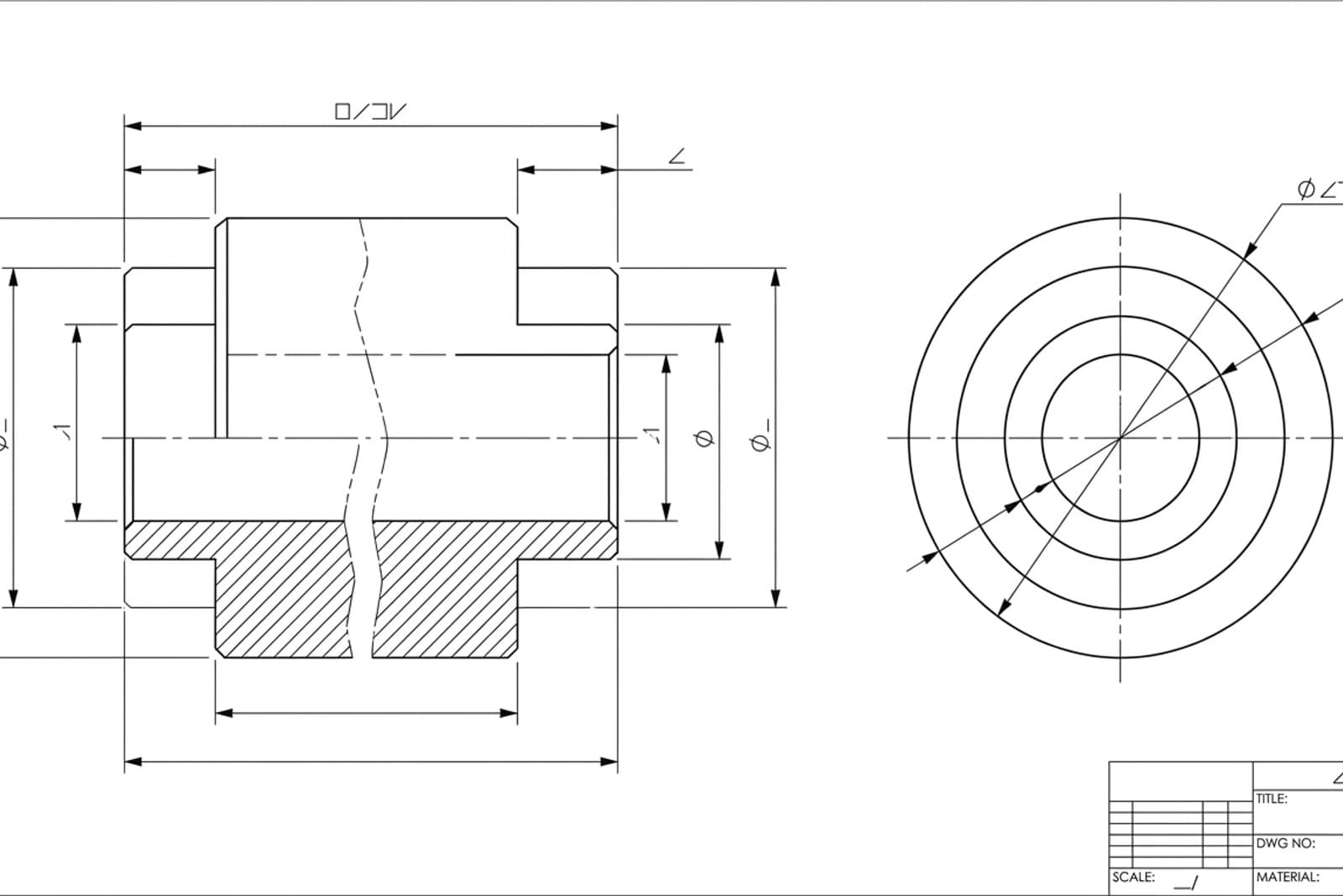 Dimensioned spacer-collar drawing exported as DXF