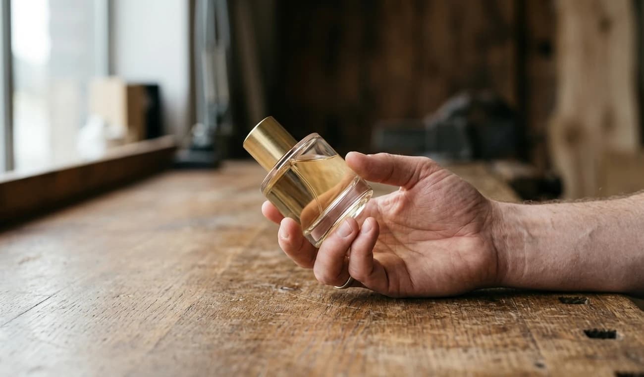 An undocumented polished perfume bottle with no drawing
