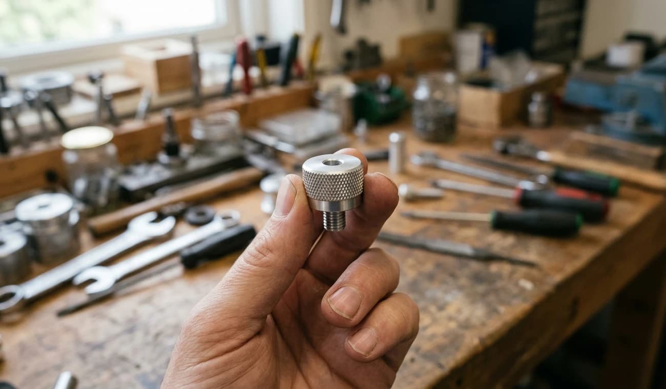 An undocumented machined knob with no drawing