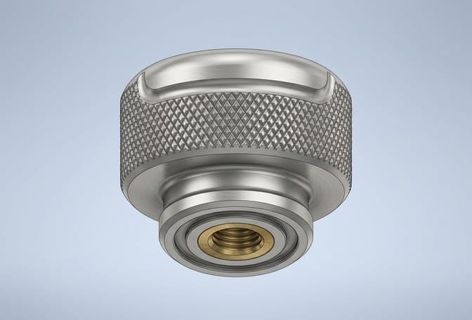 A turned knurled knob modelled in Shapr3D