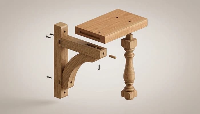 A shelf-and-baluster assembly in SketchUp