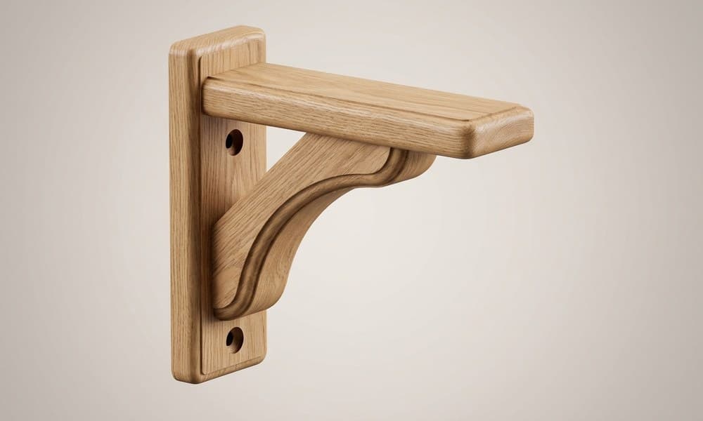 A solid oak shelf bracket modelled in SketchUp