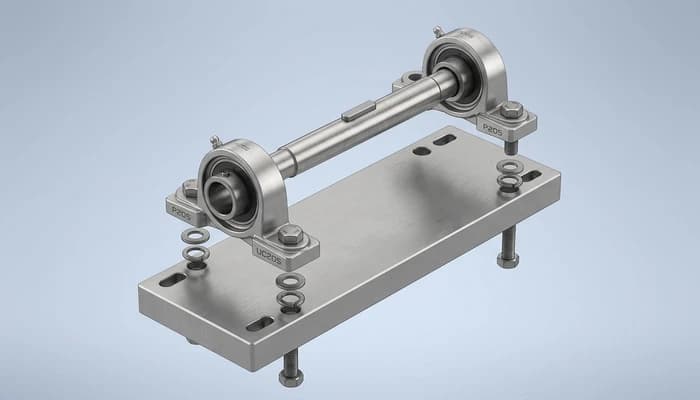 A shaft-and-bearing assembly in SolidWorks