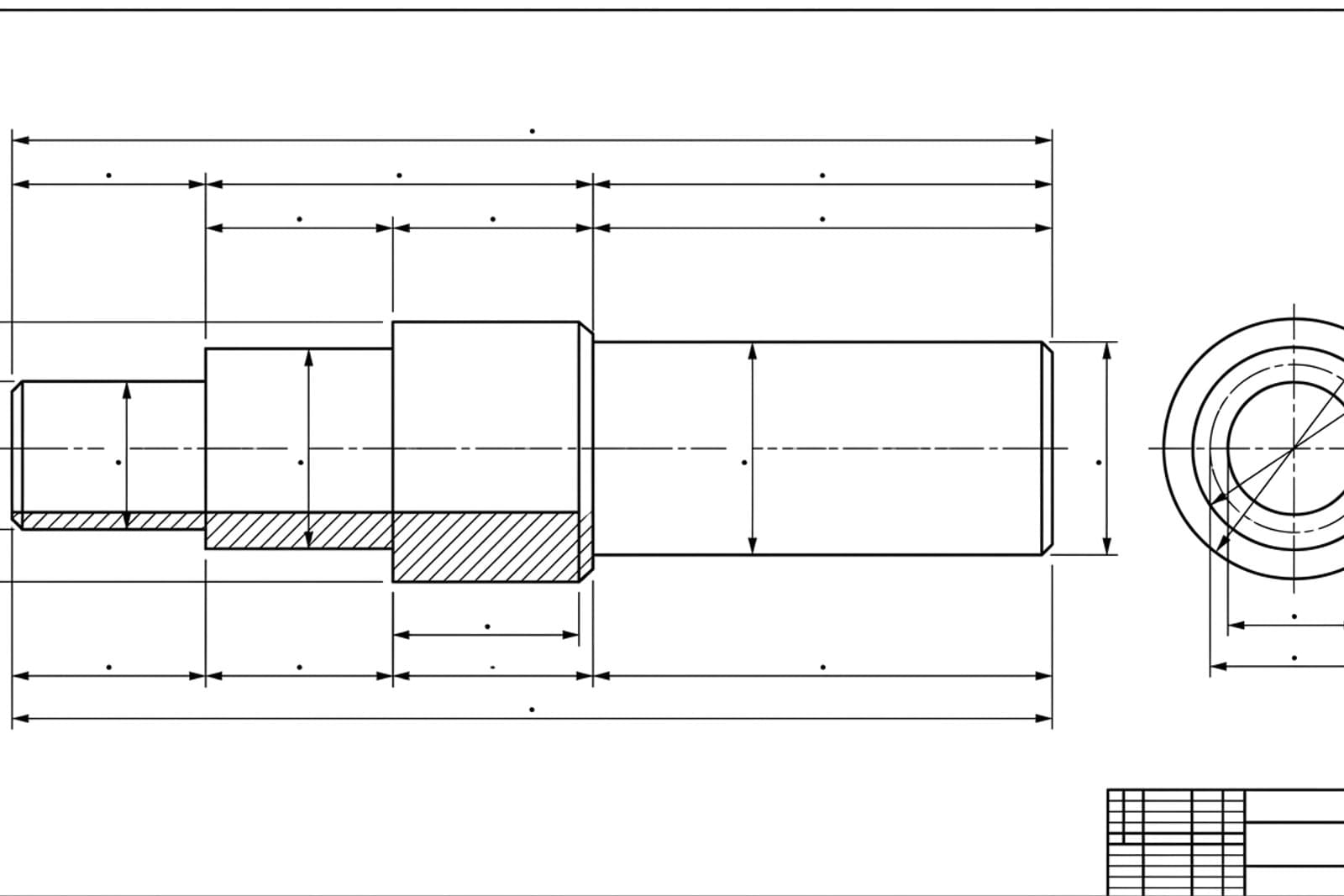 Dimensioned shaft drawing exported as DXF