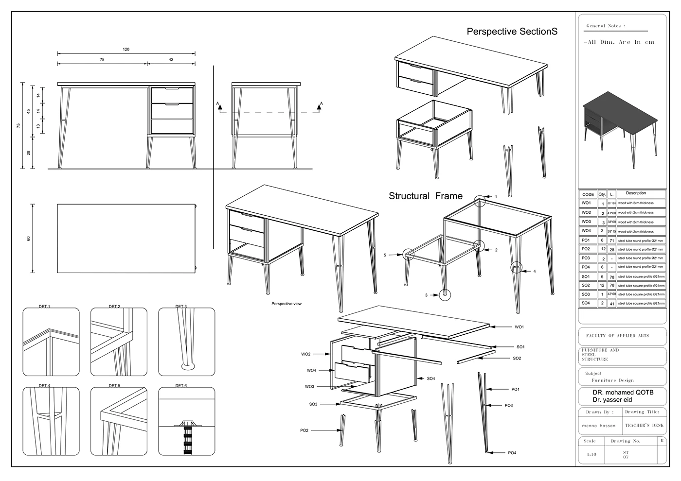 TechDraw AI step three: the generated dimensioned technical drawing, ready to export as DXF, DWG or PDF