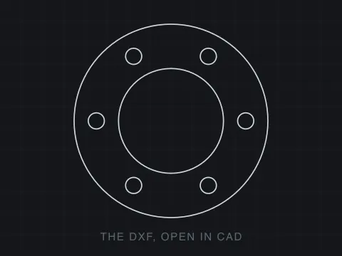 A ring gasket drawing open in a CAD program, light lines on a dark background