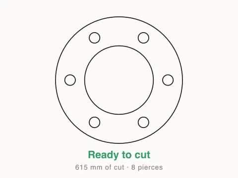 The same drawing after the check, with nothing wrong with it ringed and the cut length measured underneath