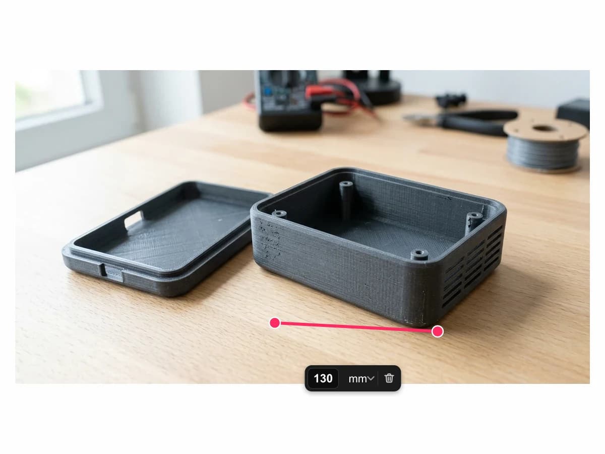 Setting a caliper measurement to anchor the 3D printed part's drawing
