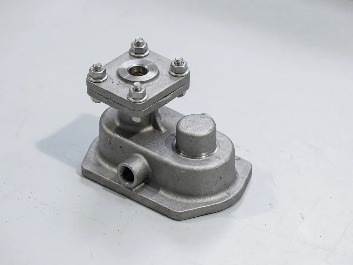 The cast valve body those views describe, as a finished object