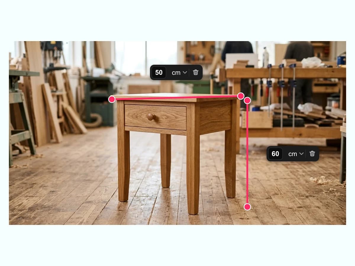Setting the real dimensions of the furniture piece before generating the drawing