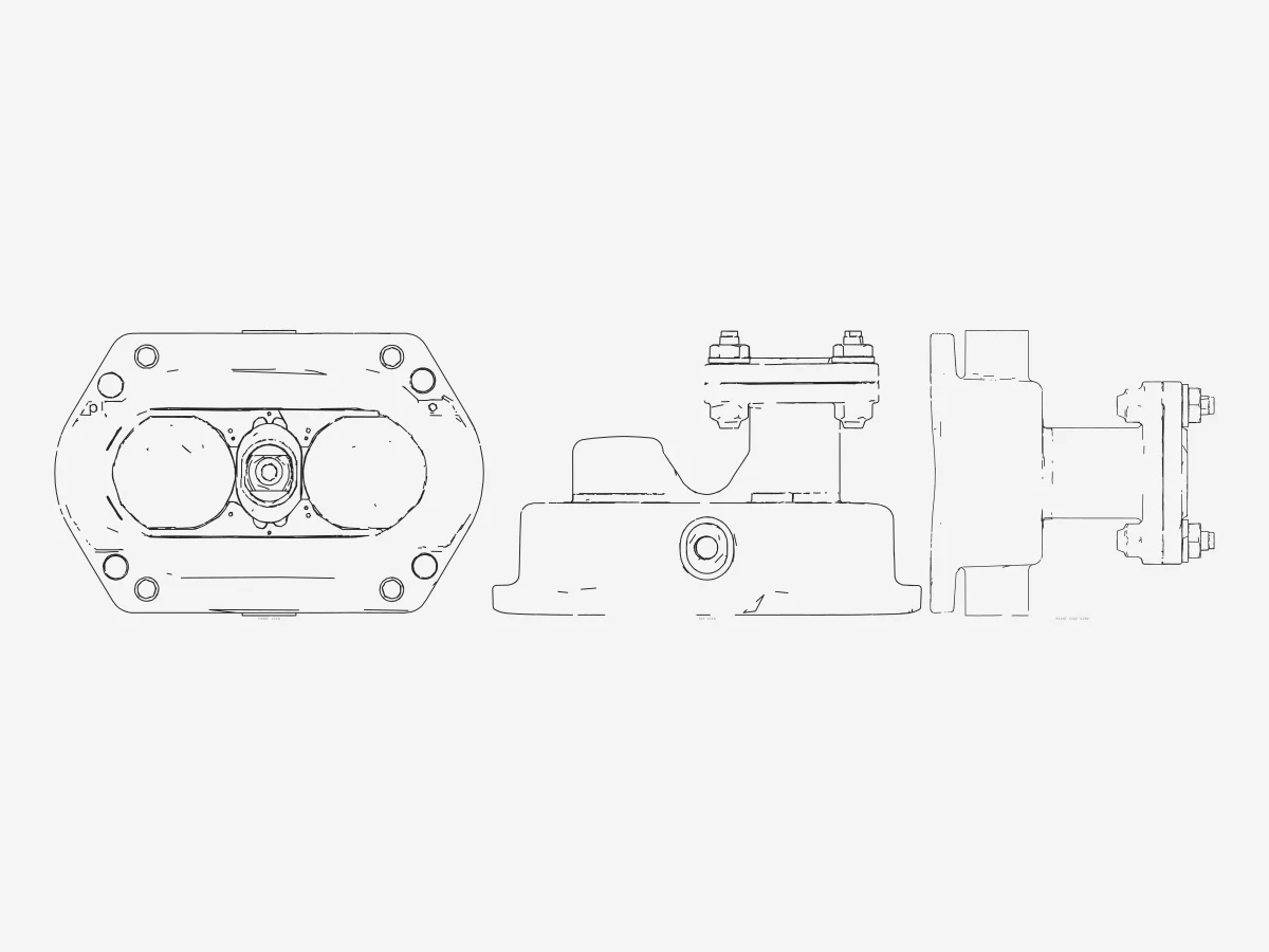 Front, top and right views projected from the 3D CAD model