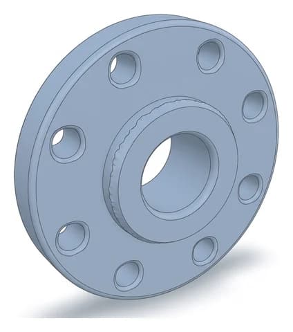 The 3D CAD model of the flange built from that sentence