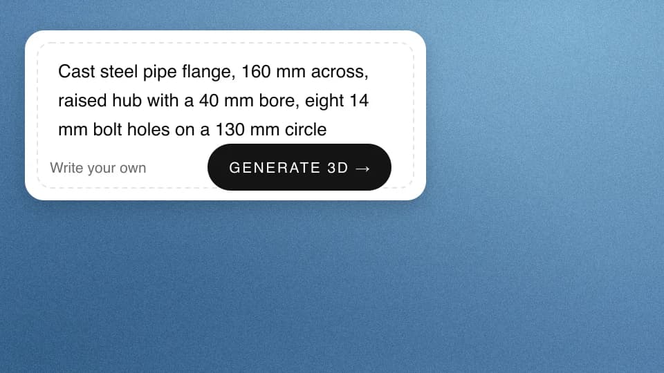A cast steel pipe flange described in one sentence in the TechDraw AI text box