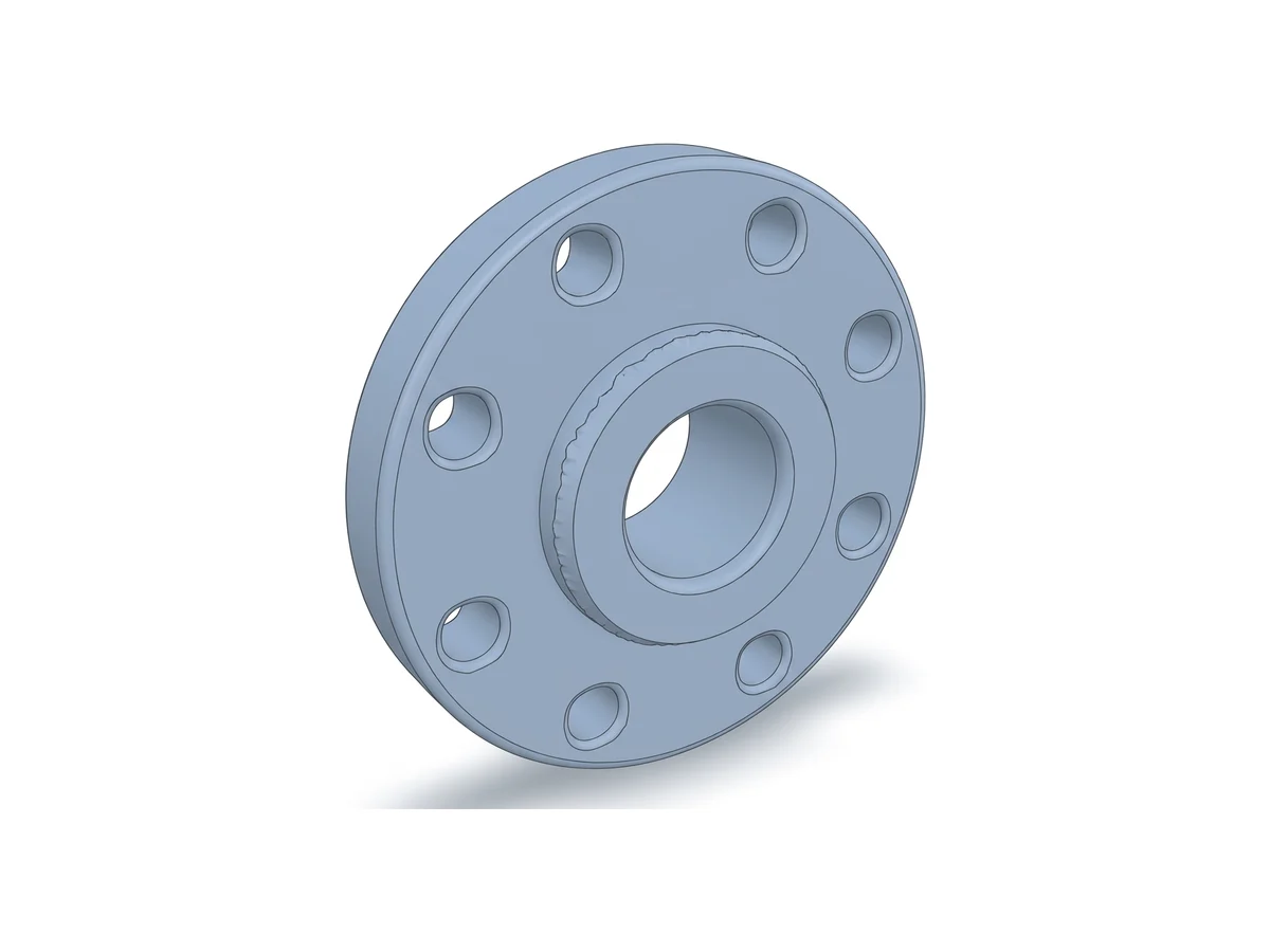 The same pipe flange shaded in grey in a CAD viewport, ready to download